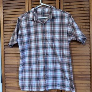 Van Heusen Short Sleeve Plaid Shirt - Red/White